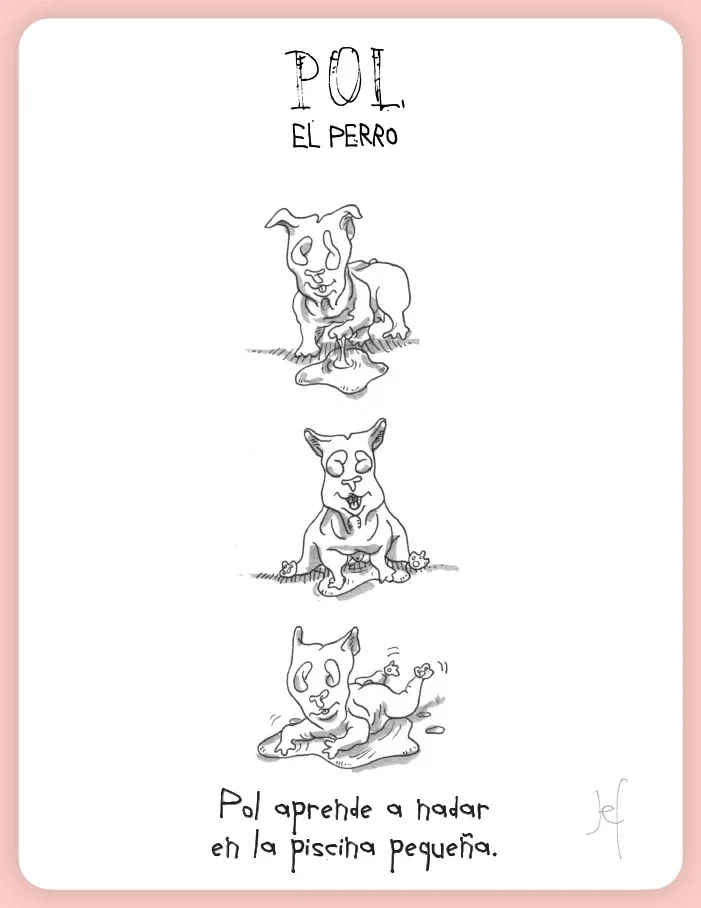 Pol aprende a nadar en la piscina pequeña.