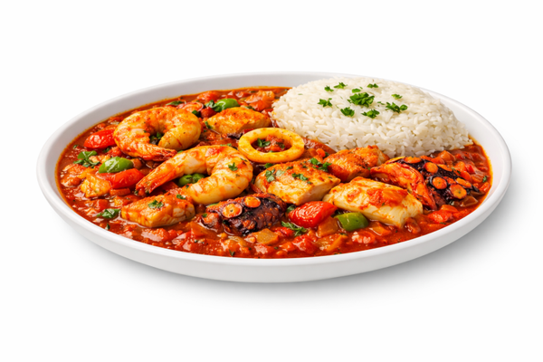 Seafood Mix in Red Souce