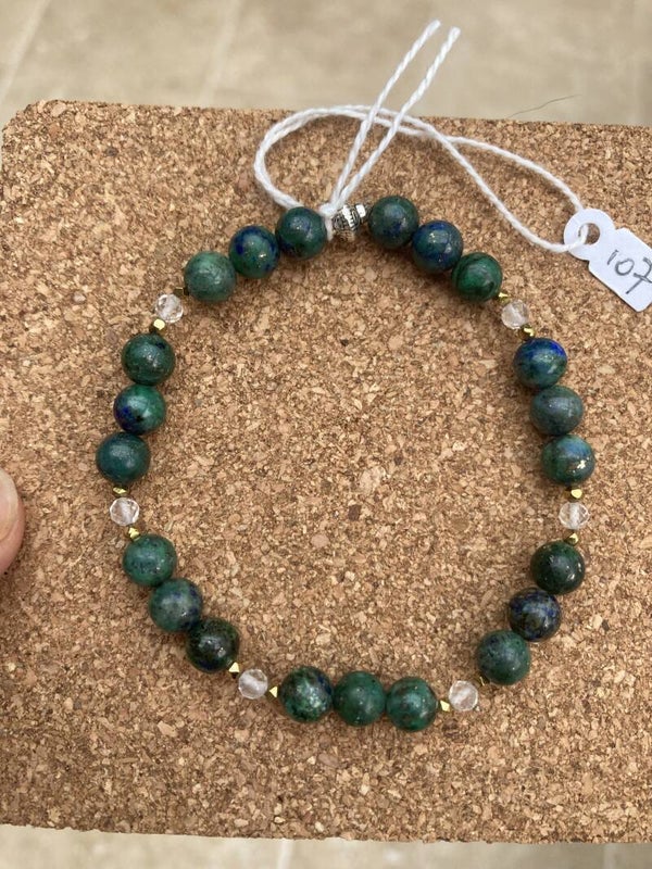 Bracelet 107 Azurite malachite - cristal de roche