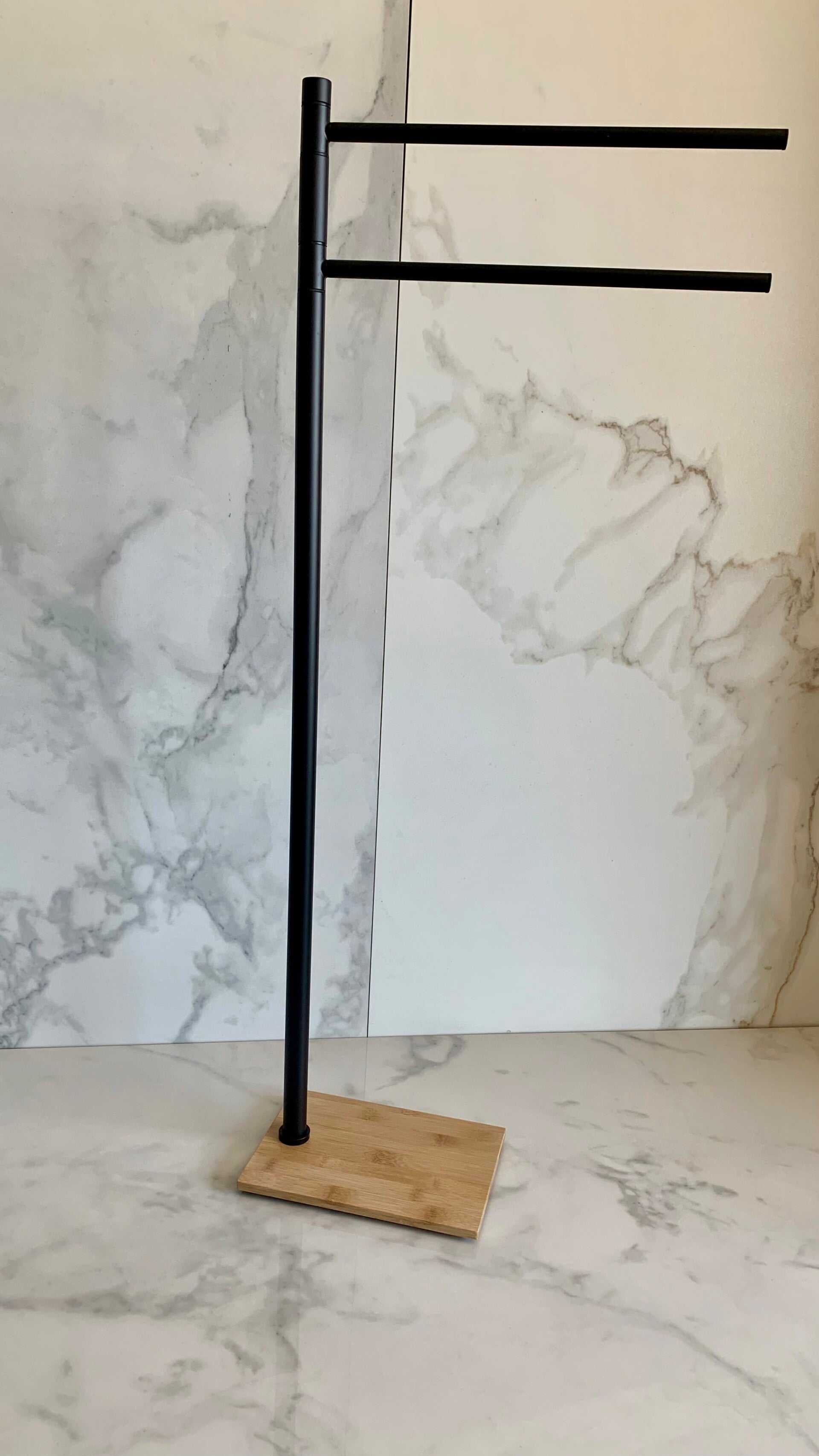 Portasciugamani Da Terra Gedy Trilly - Nero Opaco Con 2 Bracci Mobili | Acciaio Inox E Cromall - Foto 5