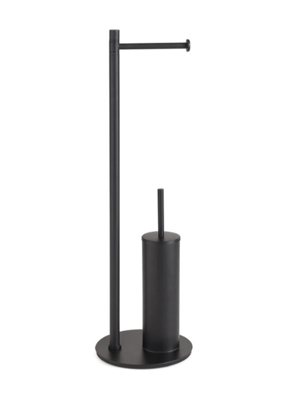 Mida piantana con portarotolo e scopino wc nero matt
