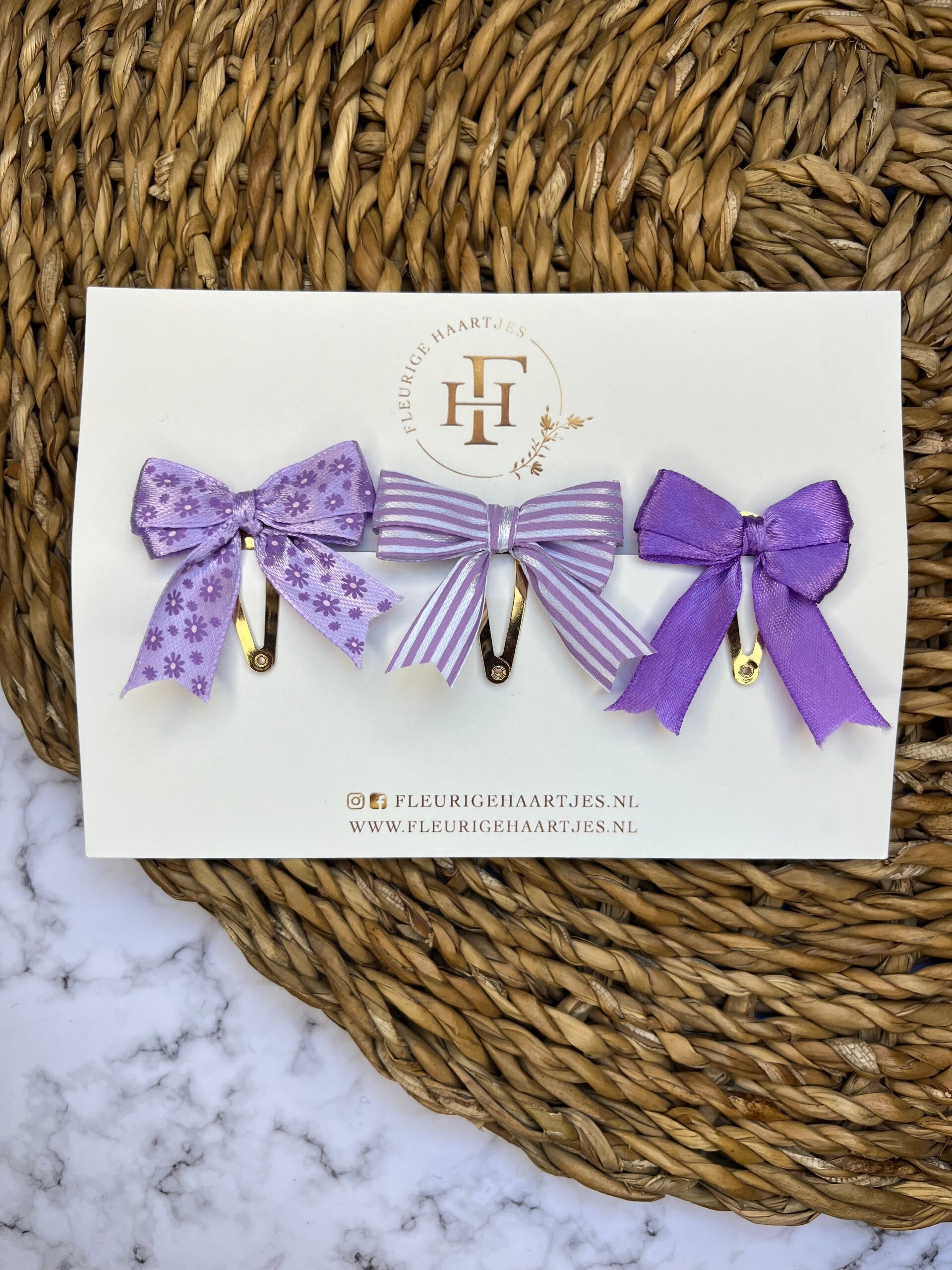 Klikklak - Set paarse strikjes