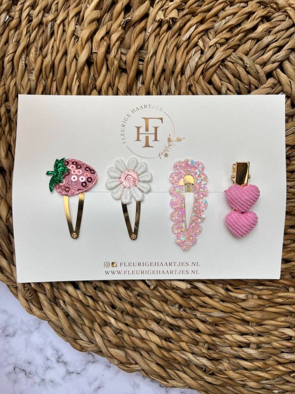 Aardbei roze mix set