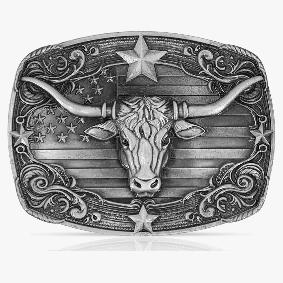 Fibbia per cintura da cowboy western con corno lungo e toro 1792ATS