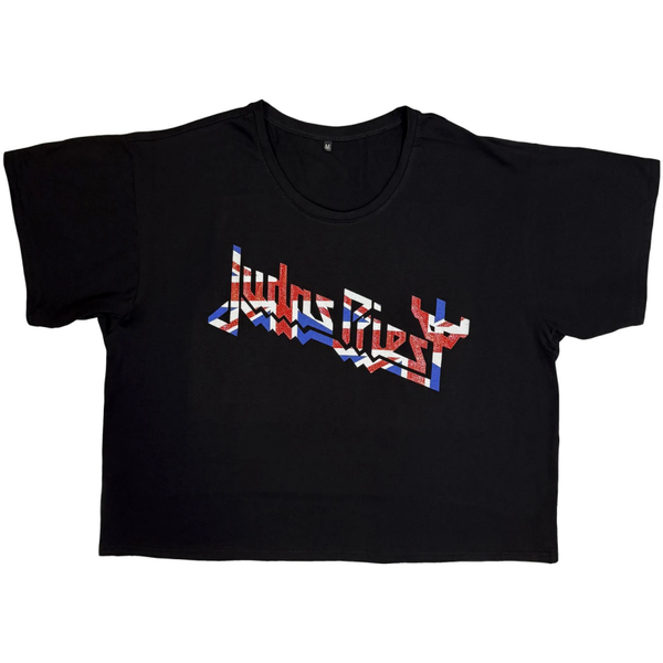 Judas Priest Ladies T-Shirt: Union (Black) (Boxy Style/Glitter Print)