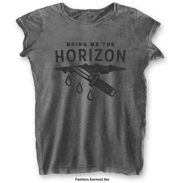 Bring Me The Horizon Ladies Burnout T-Shirt: Wound (Charcoal Grey)