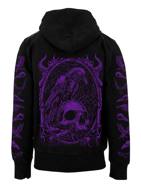 Felpa con cappuccio Death Raven con maniche Raven [VIOLA]