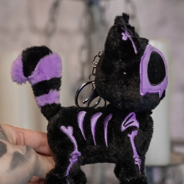 Portachiavi in ​​peluche Skelekitty ultravioletto