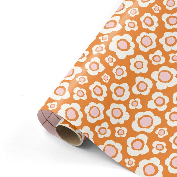 dubbelzijdig inpakpapier retro bloemen