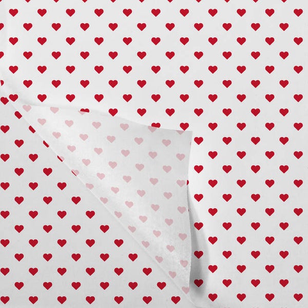 5 vellen zijdepapier met rode hartjes