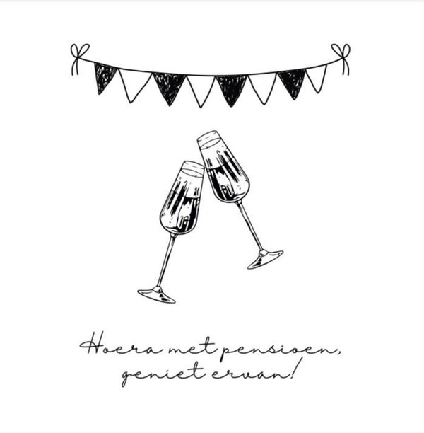 label hoera met pensioen geniet ervan