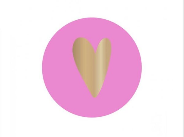 8 stickers roze met gouden hartjes
