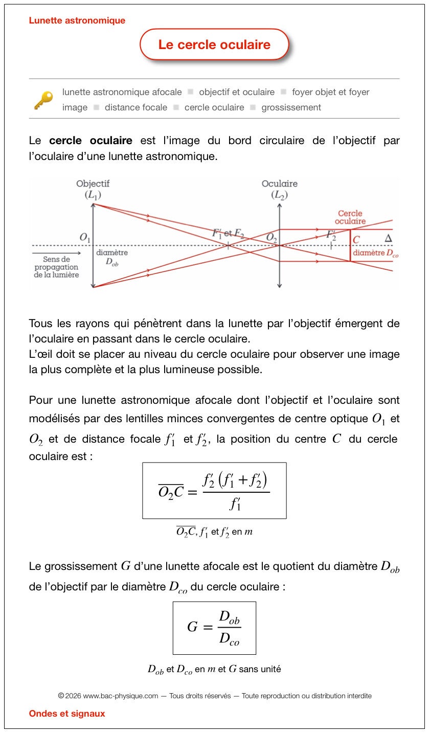 La fiche de révision sur le cercle oculaire qui permet d'optimiser la préparation pour le BAC.