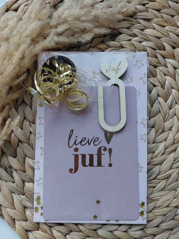 Boekenlegger Hout juf