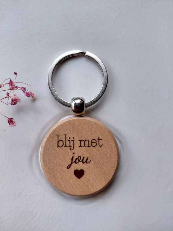 Glitter en Grime houten sleutelhanger " blij met jou"