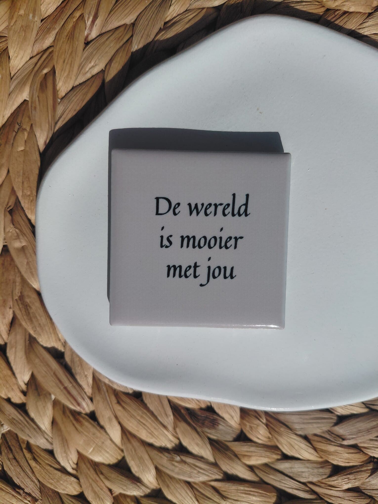 Magneet tegeltje '' De wereld is mooier met jou ''