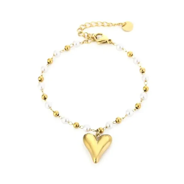 Glitter en Grime '' hart met parels'' armband