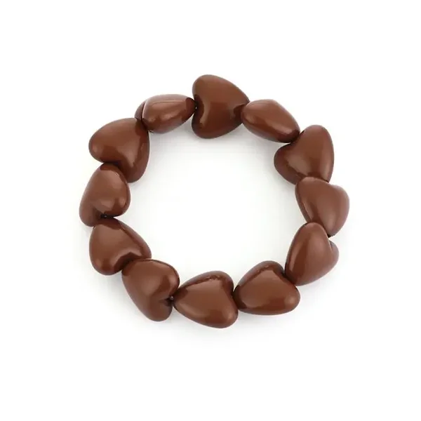 Hartjes kralenarmband light coffee