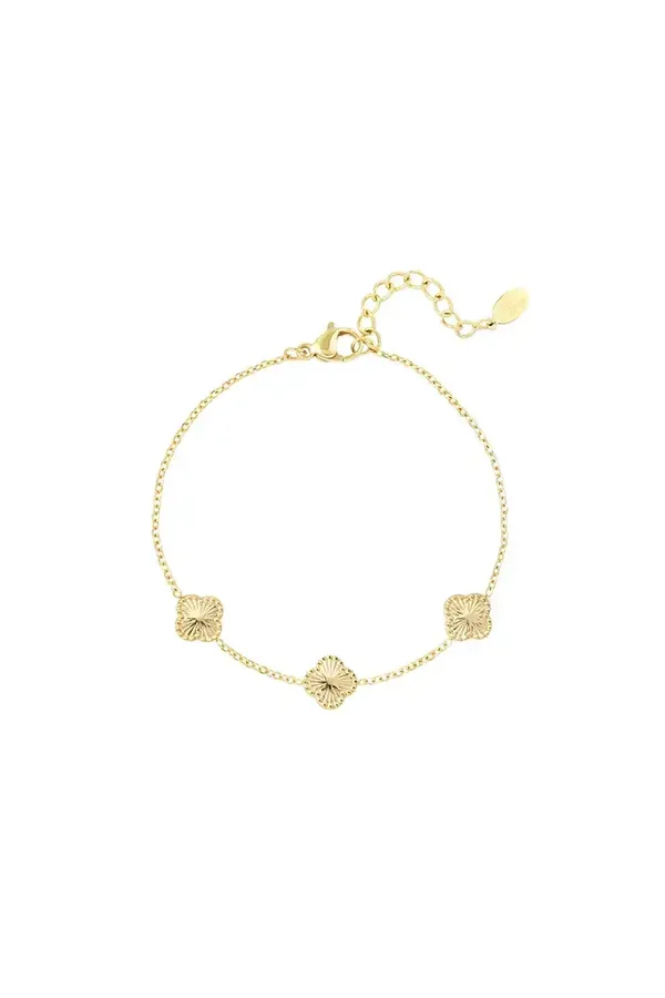 Armband klaver met patroon Goud kleur Stainless Steel