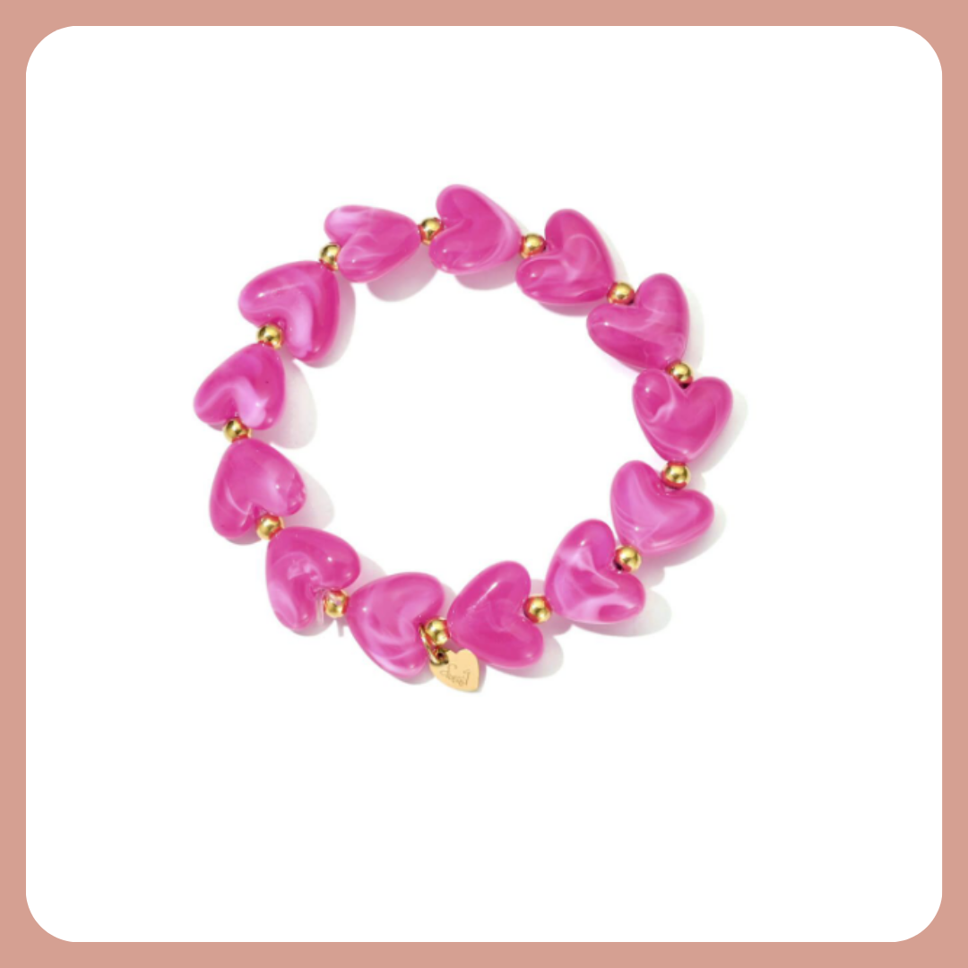 Hartjes armband pink