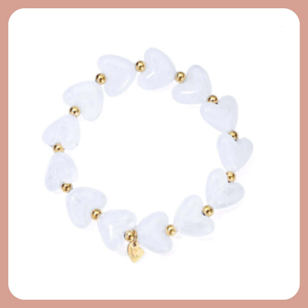 Hartjes armband wit