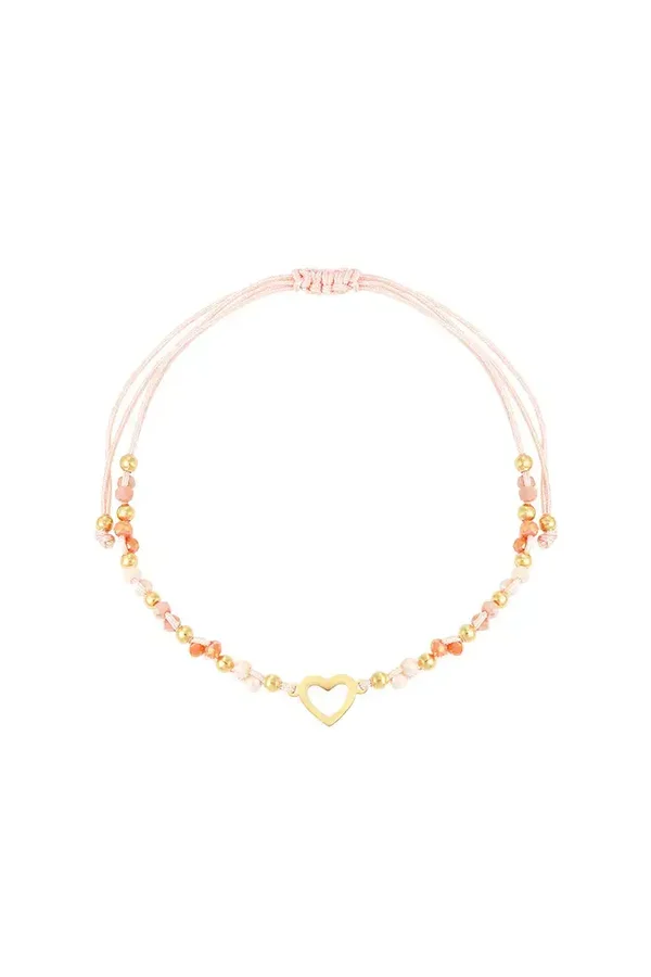Zomer armbandje kleurrijk hart - oranje Goud kleur
