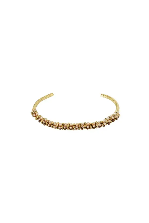 Kralen fiesta armband - beige & goud kleur