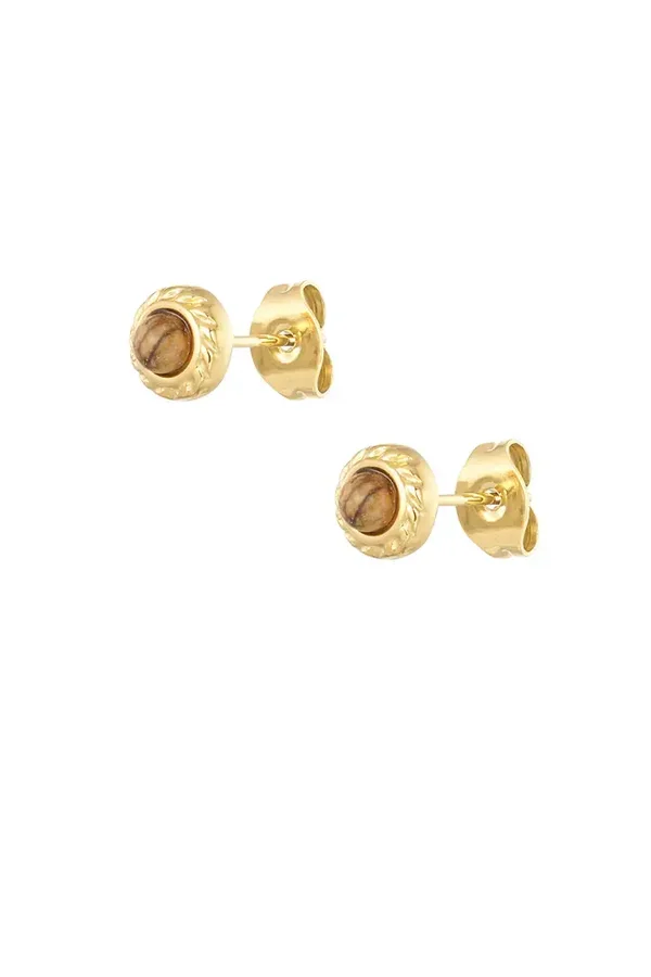 Glitter en Grime Oorstekers natuursteen basic - beige Goud kleur