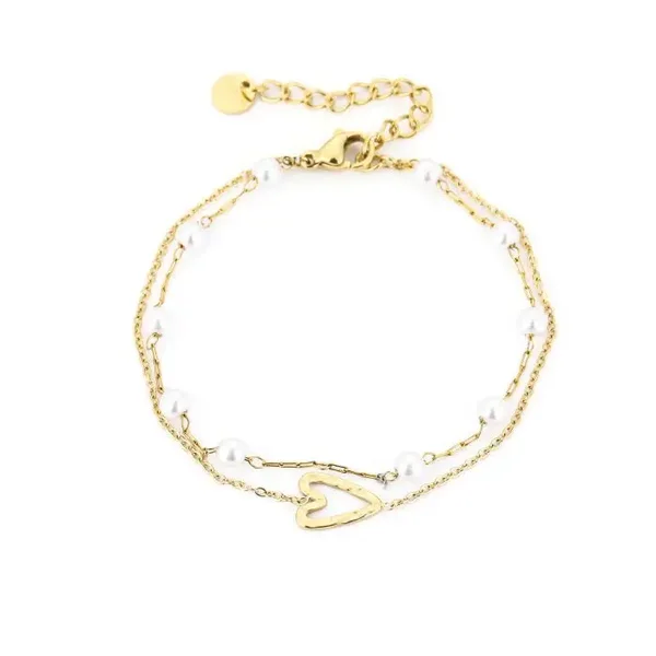 Glitter en Grime '' Parel met hartje'' armband
