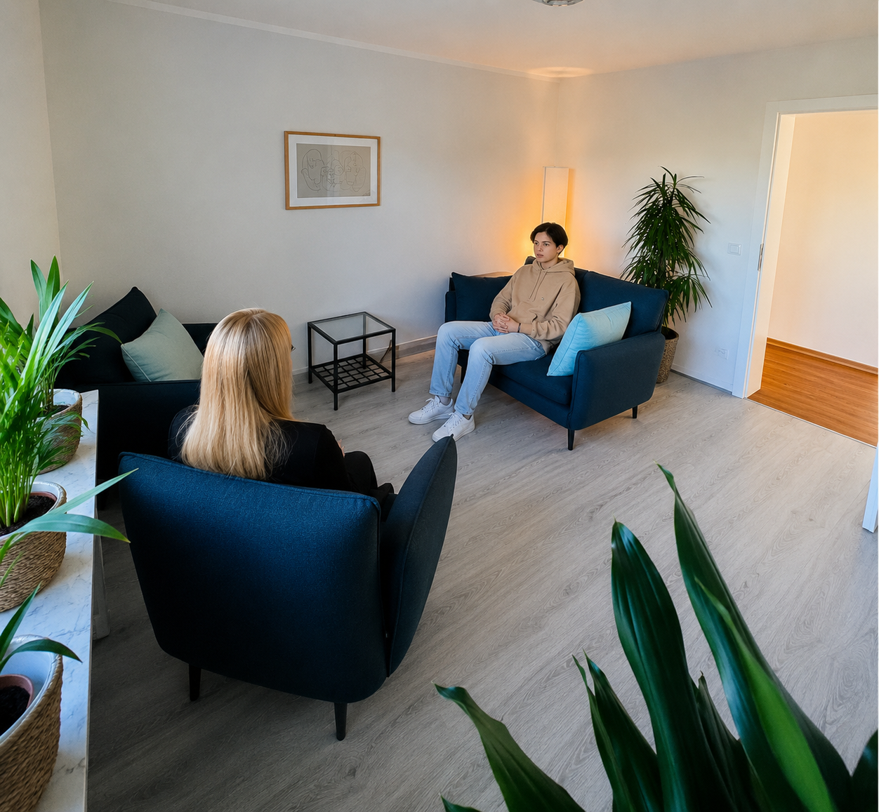 Psychotherapeutisches Gespräch mit einem Jugendlichen in der Praxis Dr. Lisa Bernsmann in Witten