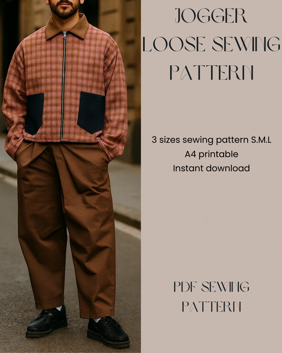 Wide Japanese-Style Jogger Pants Sewing Pattern
