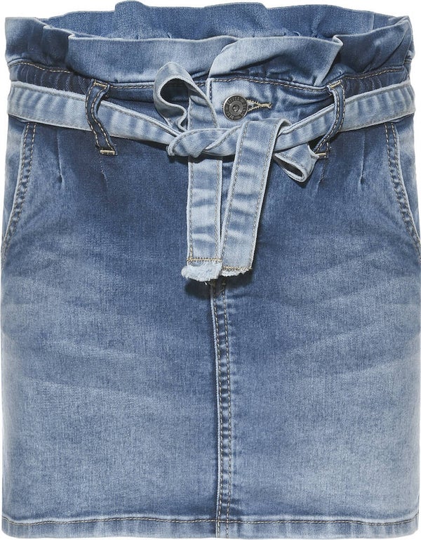 Blue effect High-Waist Skirt Paperbag - Light Blue*