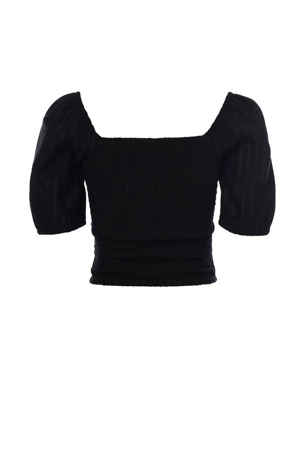 Looxs 10sixteen Crinkle Top + Smock - Nearly Black*