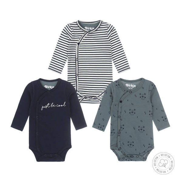 Dirkje Romper 3 st - Navy/Dusty Green/Off White
