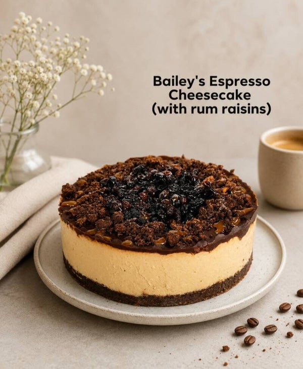 Bailey's Espresso Cheesecake (with rum raisins) - contains alcohol