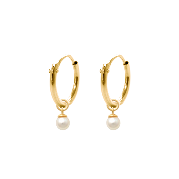 New Bling 14 krt gouden oorringen met zoetwater parel