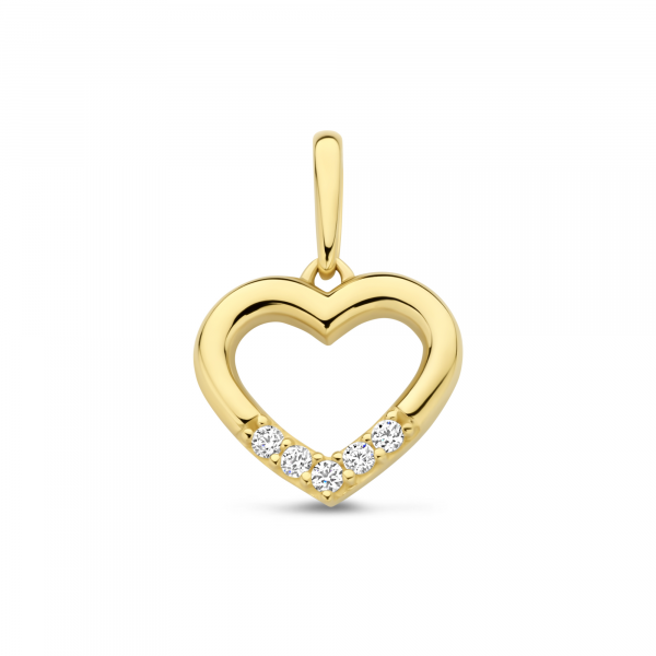 Gouden hanger hart bezet met zirkonia