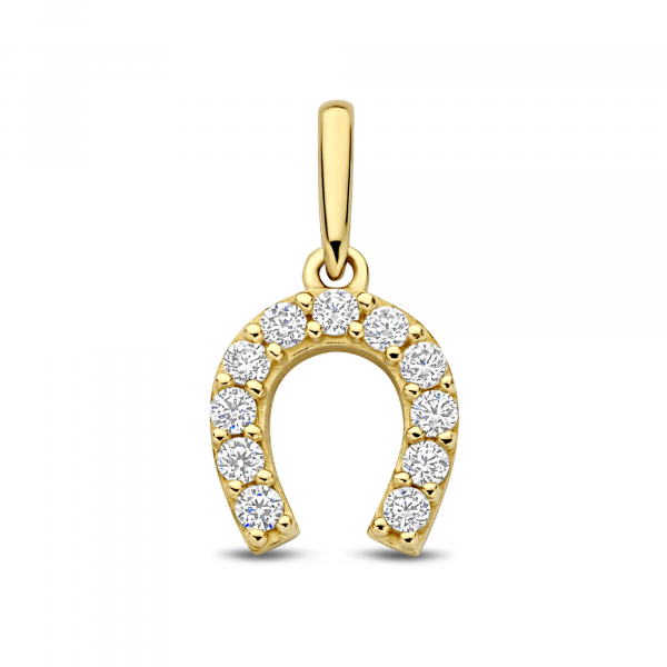 Gouden hanger in de vorm ban een hoefijzer