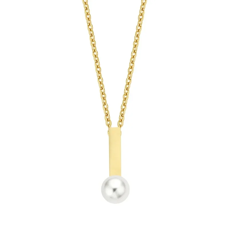 New Bling 14 krt gouden ketting met parel hanger.