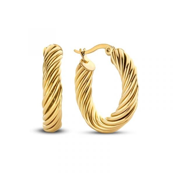 CO88 Collection stalen oorringen (goudkleur) gedraaid