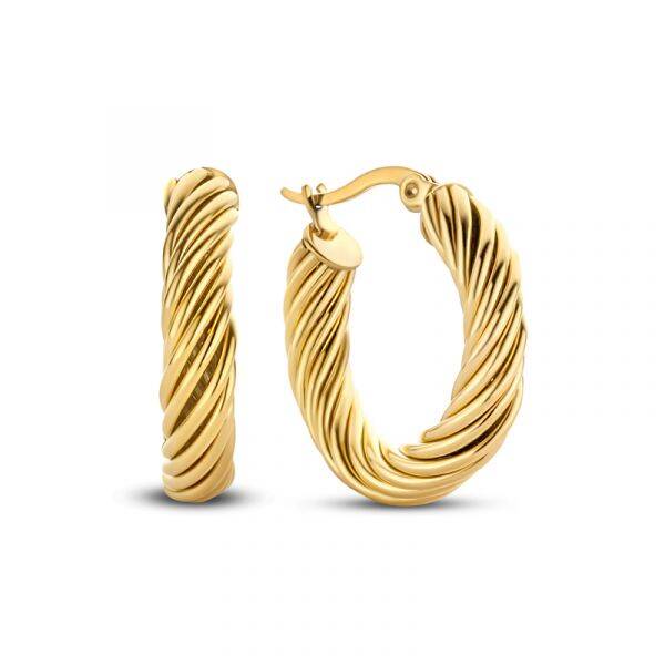 CO88 Collection stalen oorringen (goudkleur) gedraaid