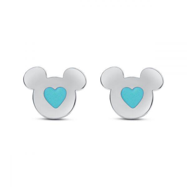 Disney oorknopjes blauw hartje mickey mouse