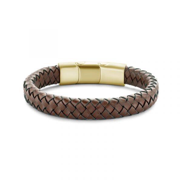 Frank 1967 Leren armband met stalen (IPG) element