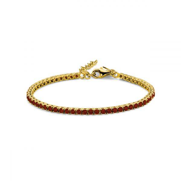 Zilver vergulde armband bezet met rode zirkonia
