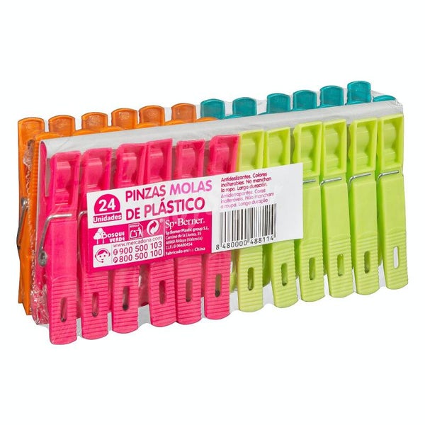 Pinzas plástico naranja y azul