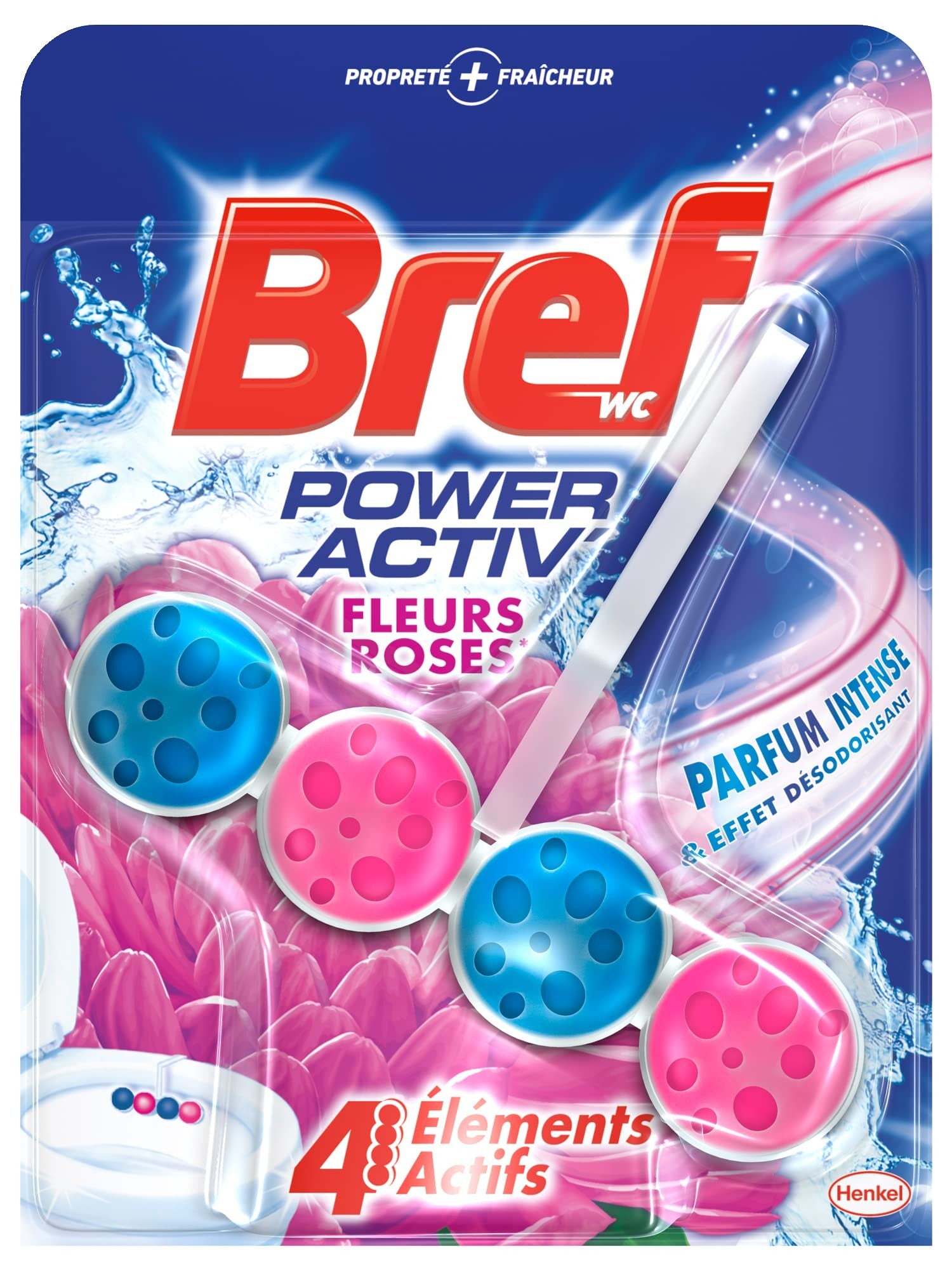 Bref - Bloc WC Power Activ' aux Fleurs Roses - 50 G