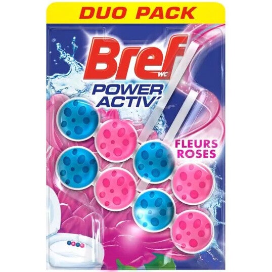 Bref - Bloc WC Power Activ' Duo Pack aux Fleurs Roses - 2x50 G