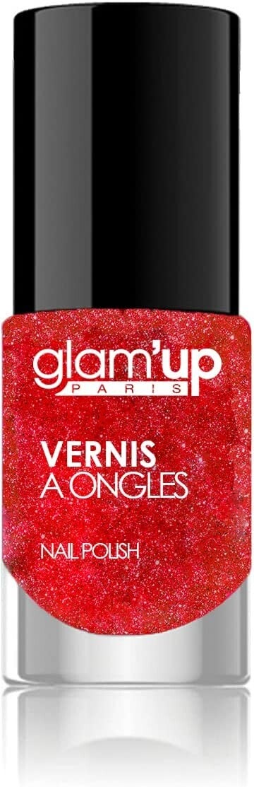 Glam'Up - Vernis à ongles longue tenue N°109 Rouge Cerise Pailleté - 10,5 ml