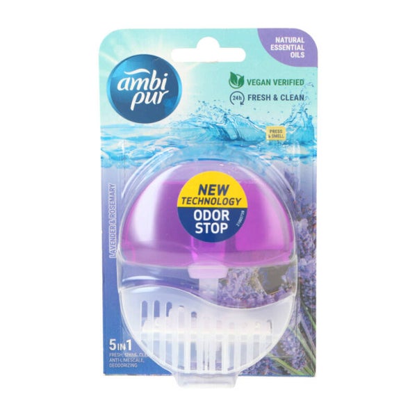 Ambi Pur - Bloc WC support + recharge 5 en 1 Lavande et Romarin - 55 ml