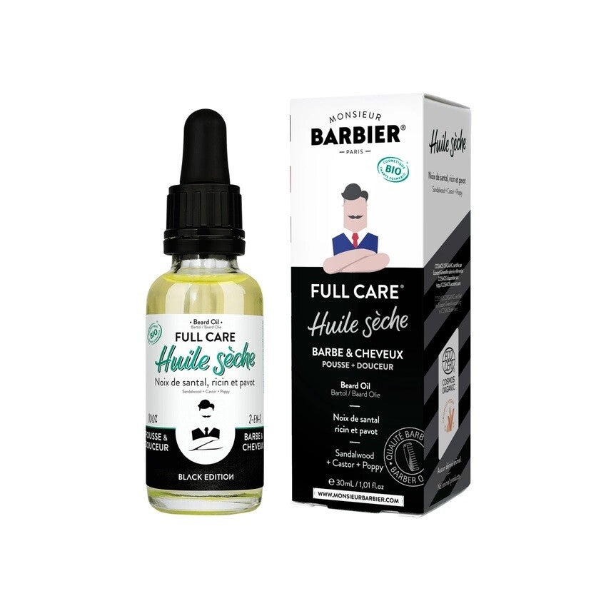 Monsieur Barbier - Huile sèche Barbe et Cheveux Full Care Black Edition - 30 ml